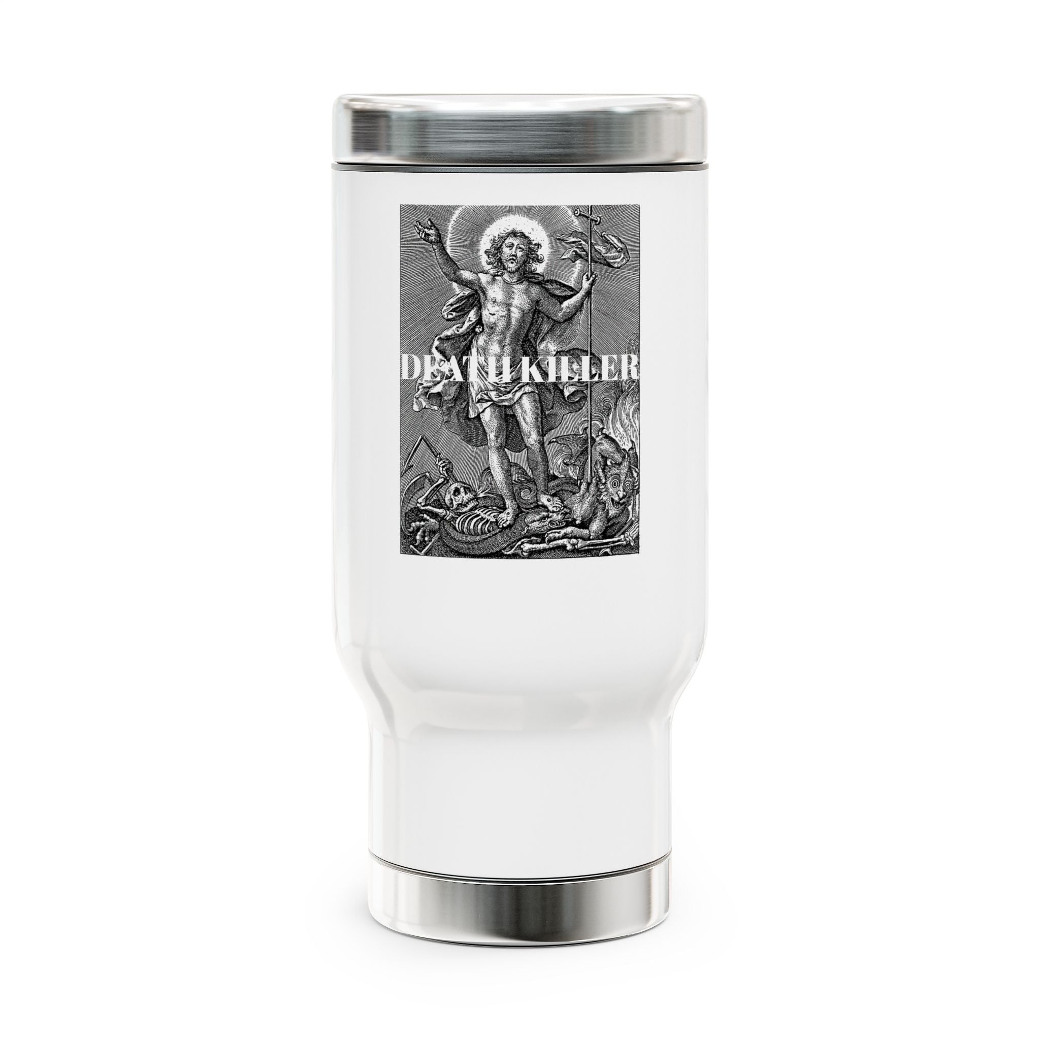 DEATH KILLER Stainless Steel Travel Mug with Handle, 14oz